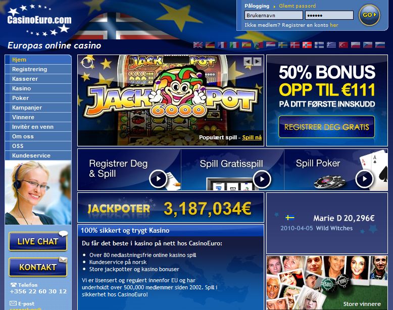 casinoeuro casino spill bonus